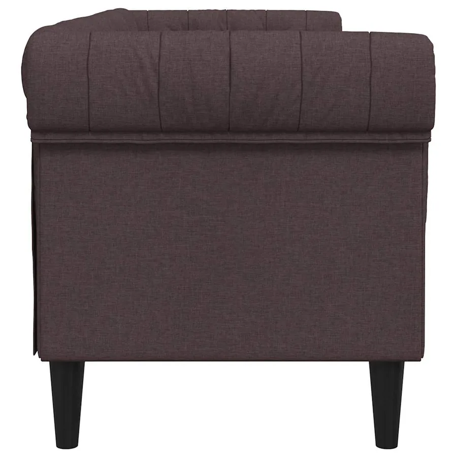 Canapé Chesterfield 3 places marron foncé tissu - 5