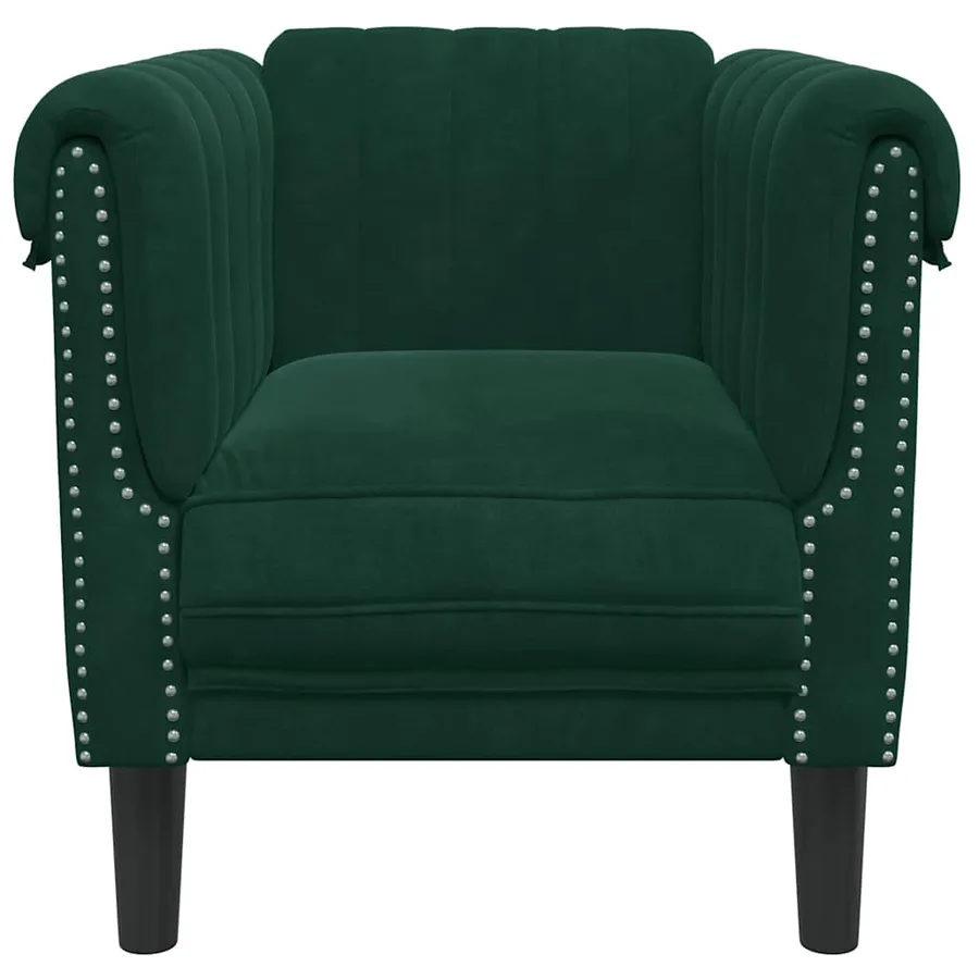 Fauteuil vert foncé velours - 4