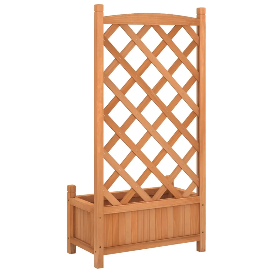 Jardinière avec treillis marron bois massif de sapin - 6