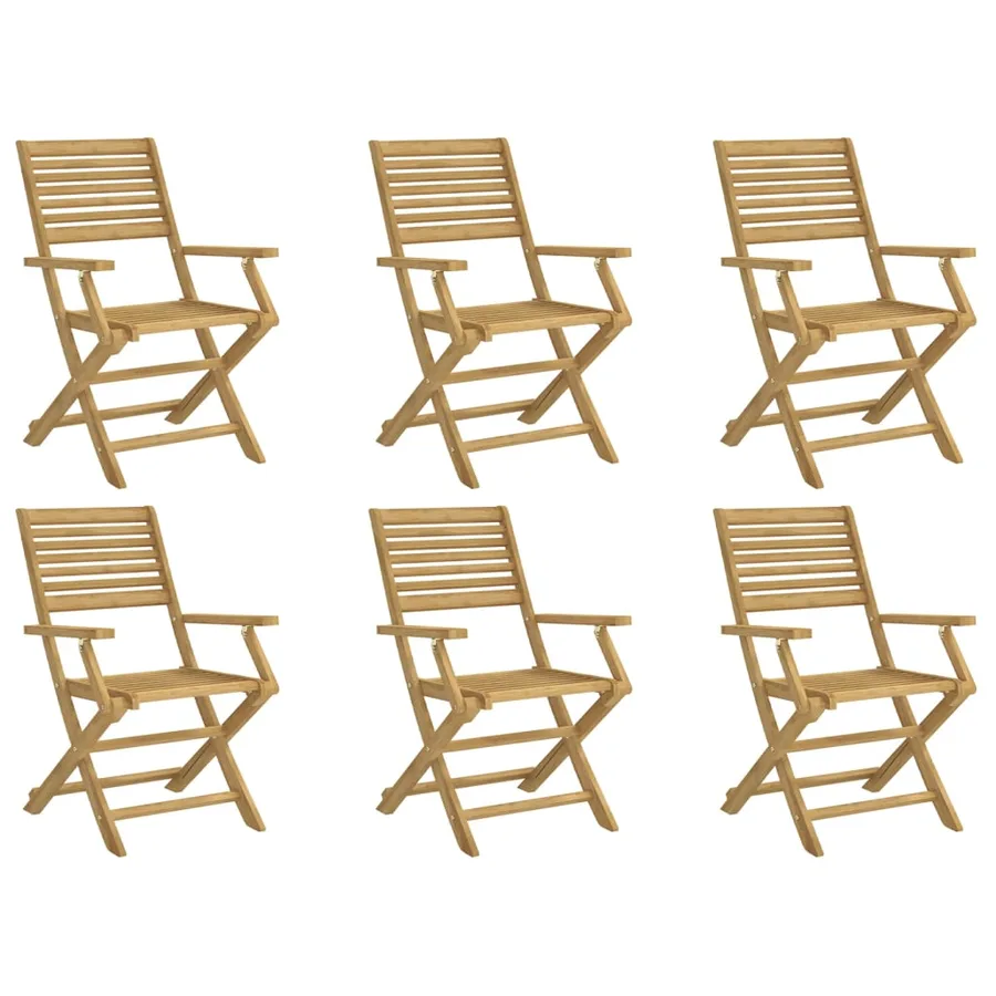 Chaises pliables de jardin lot de 6 bois massif d'acacia - 2