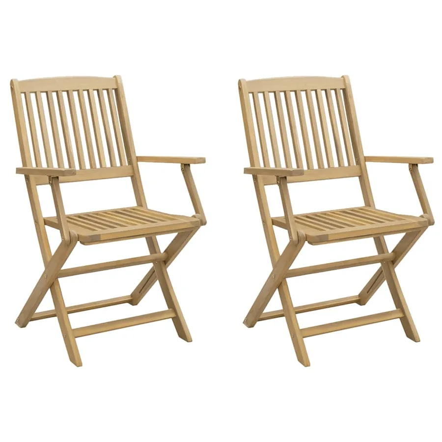 Chaises pliables de jardin lot de 2 bois massif d'acacia - 2
