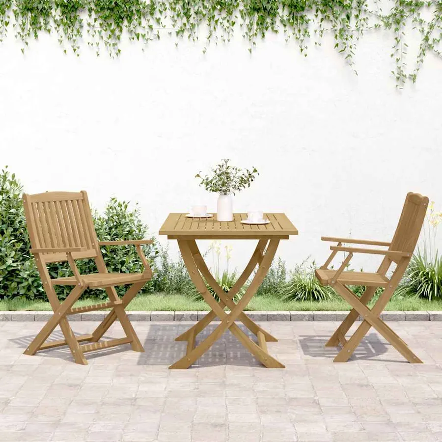 Chaises pliables de jardin lot de 2 bois massif d'acacia - 3