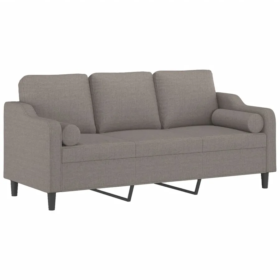 Canapé 3 places avec oreillers décoratifs taupe 180 cm tissu - 3