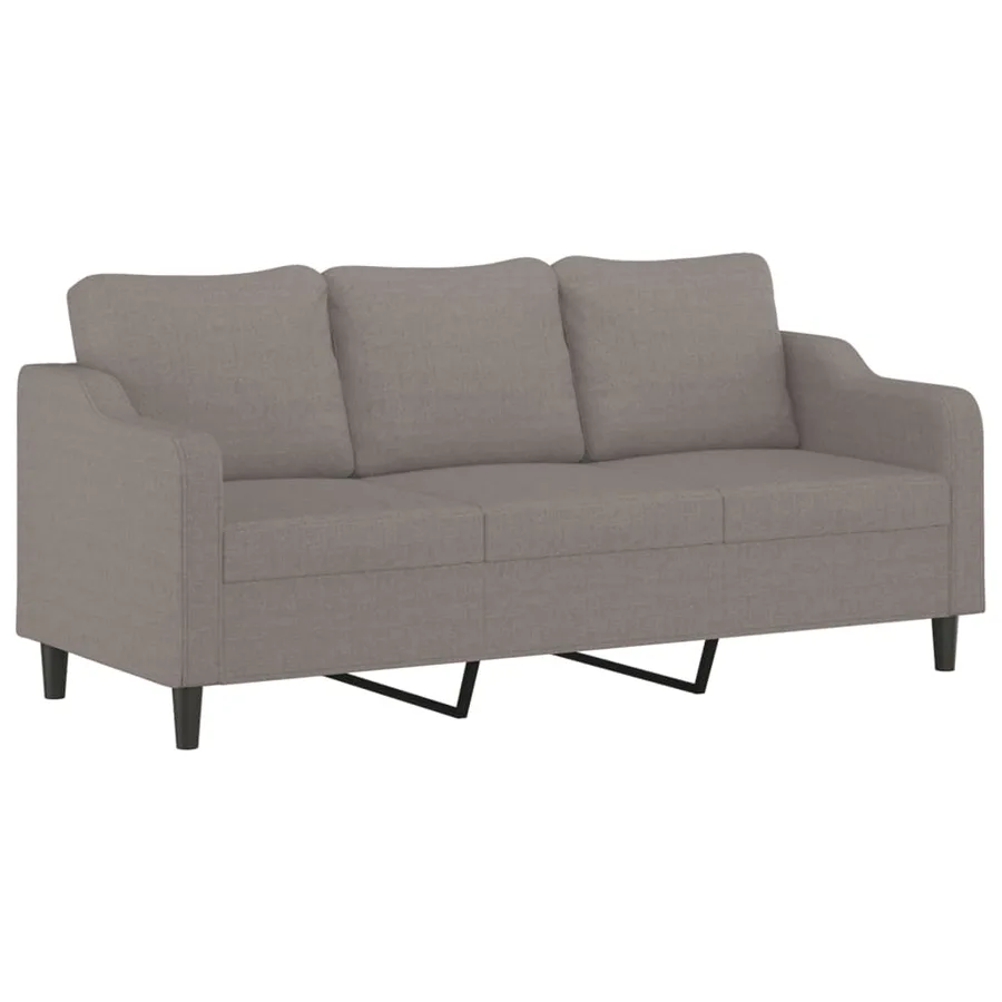 Canapé 3 places avec oreillers décoratifs taupe 180 cm tissu - 4