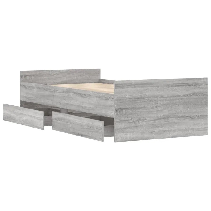 Cadre de lit avec tiroirs sans matelas sonoma gris 90x190 cm - 5