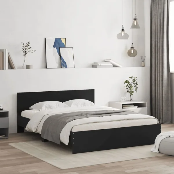 Cadre de lit sans matelas noir 140x190 cm