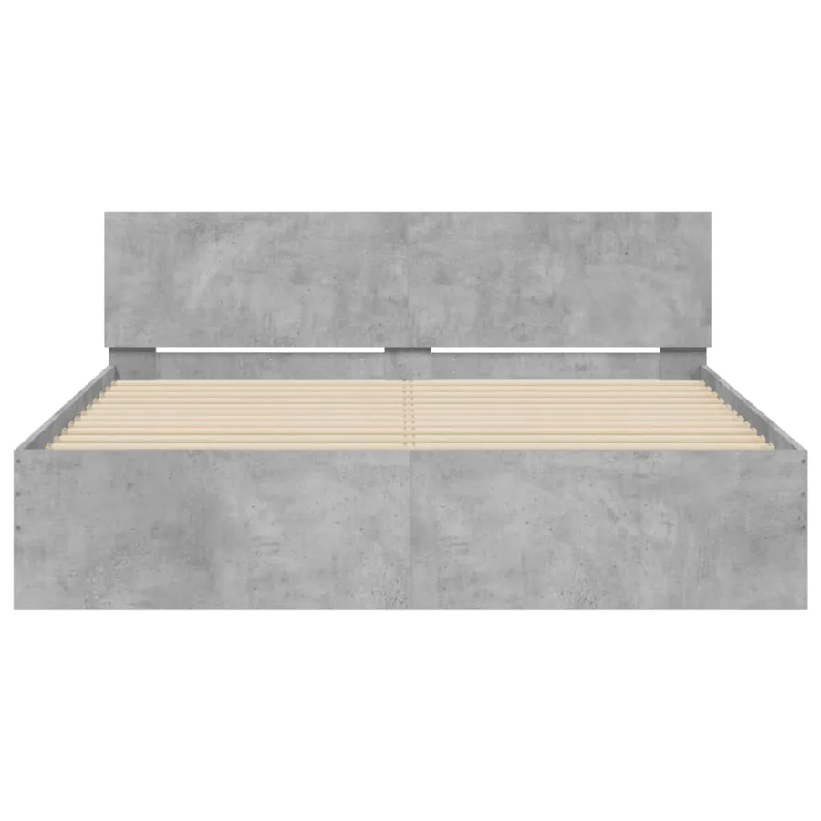 Cadre de lit sans matelas gris béton 140x190 cm - 5