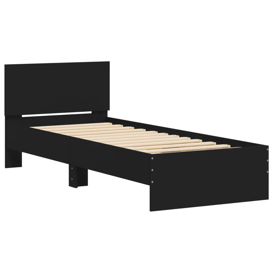 Cadre de lit sans matelas avec tête de lit noir 90x190 cm - 3