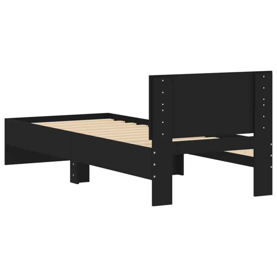 Cadre de lit sans matelas avec tête de lit noir 90x190 cm - 7
