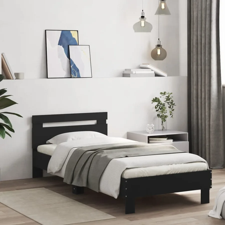 Cadre de lit sans matelas avec lumières LED noir 90x200 cm - 3