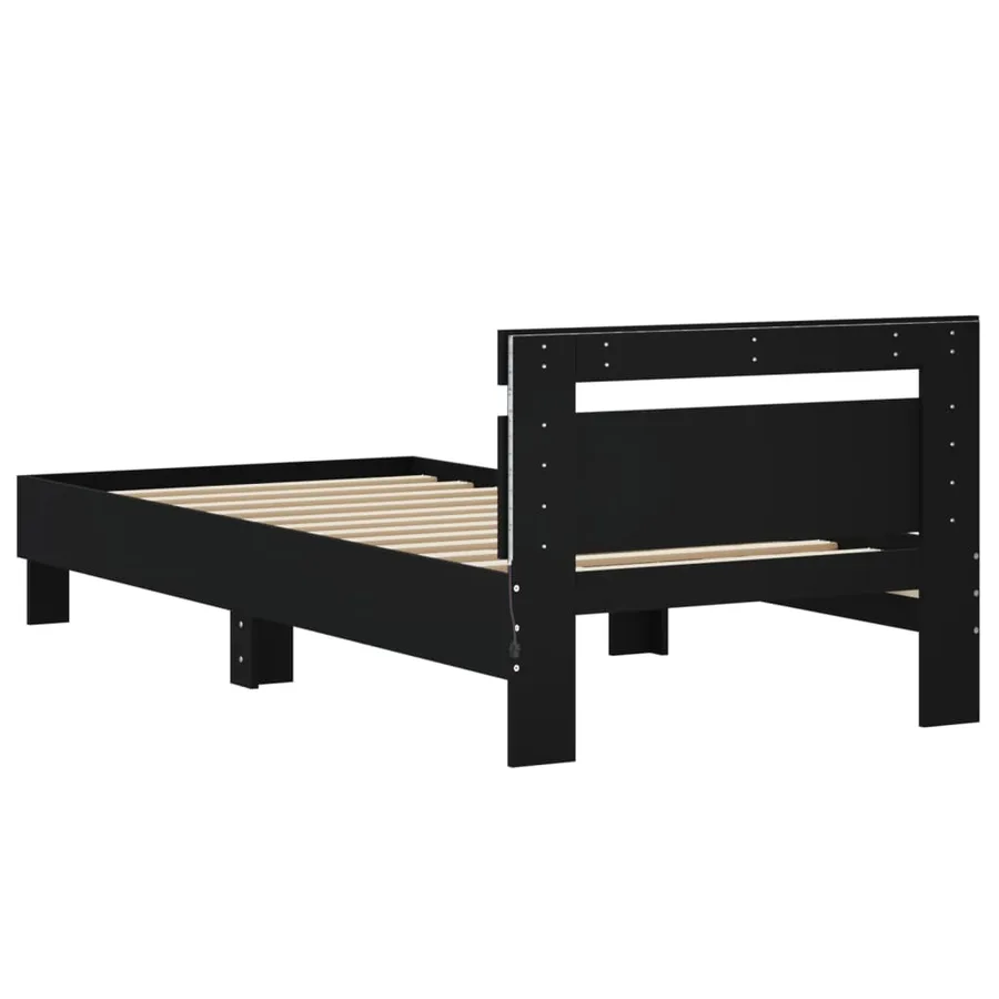 Cadre de lit sans matelas avec lumières LED noir 90x200 cm - 9