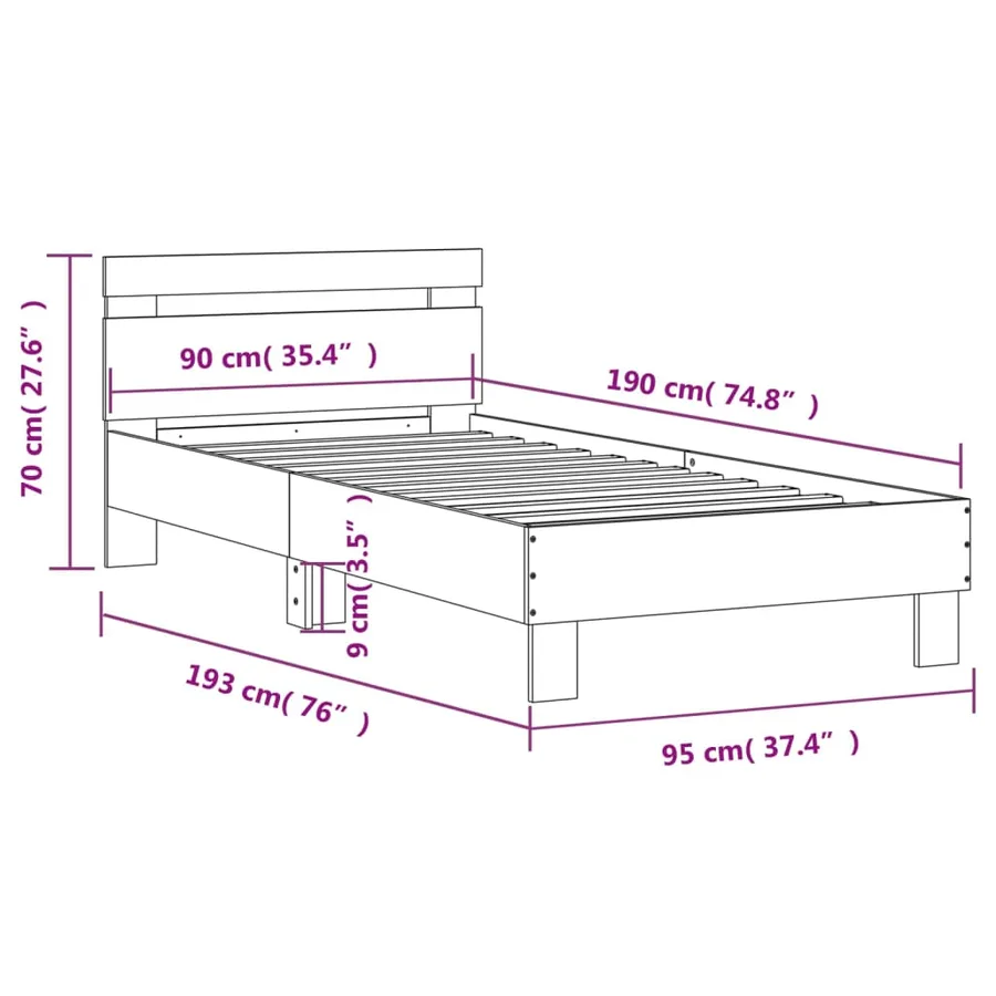 Cadre de lit sans matelas avec lumières LED 90x190 cm - 16