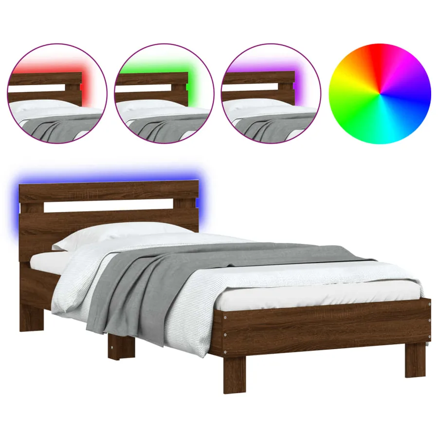 Cadre de lit sans matelas avec lumières LED 90x190 cm - 2