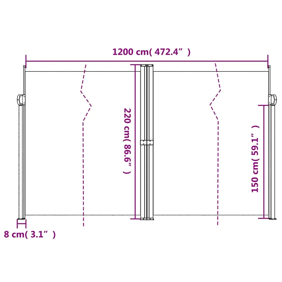 Auvent latéral rétractable Anthracite 220x1200 cm - 10