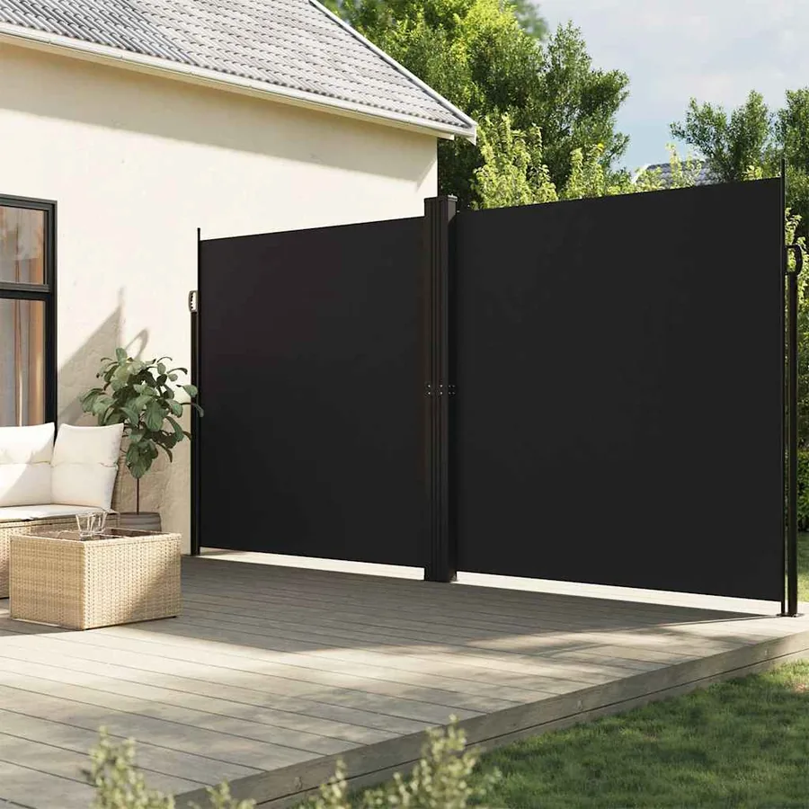 Auvent latéral rétractable Noir 200x1200 cm