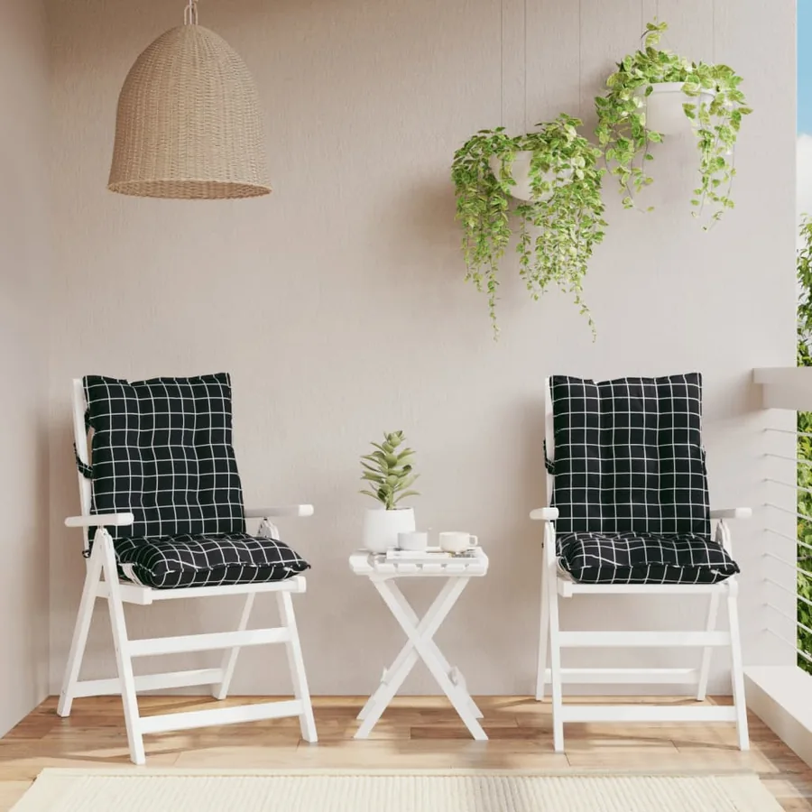 Coussins de chaise à dossier bas lot de 2 motif à carreaux noir