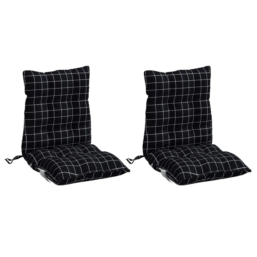 Coussins de chaise à dossier bas lot de 2 motif à carreaux noir - 3