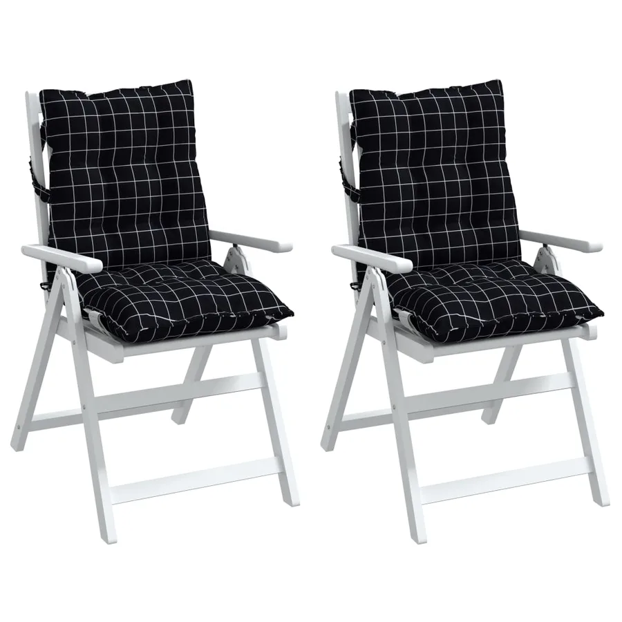 Coussins de chaise à dossier bas lot de 2 motif à carreaux noir - 4