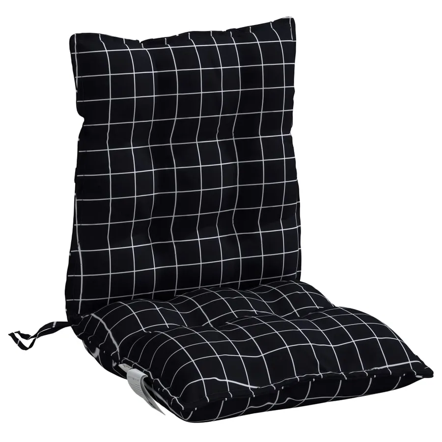 Coussins de chaise à dossier bas lot de 2 motif à carreaux noir - 5
