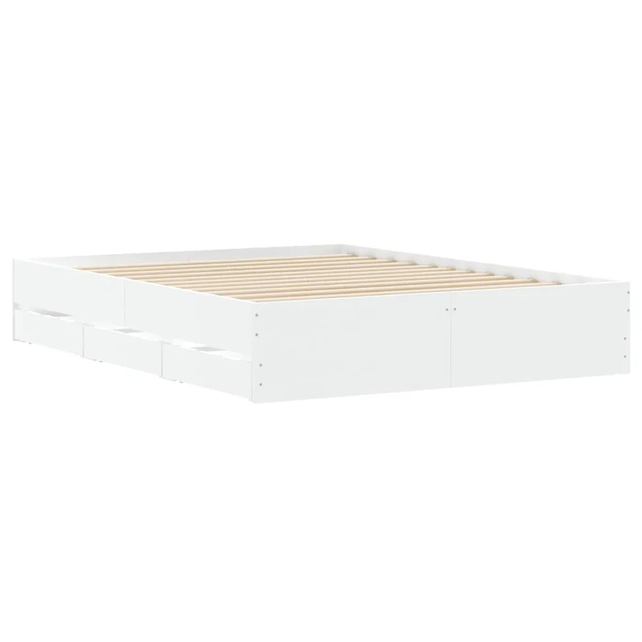 Cadre de lit avec tiroirs sans matelas blanc 140x190 cm - 8