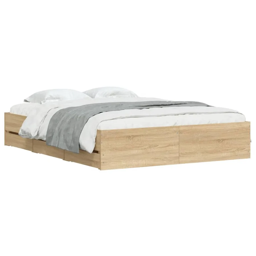 Cadre de lit avec tiroirs sans matelas chêne sonoma 140x190 cm - 3