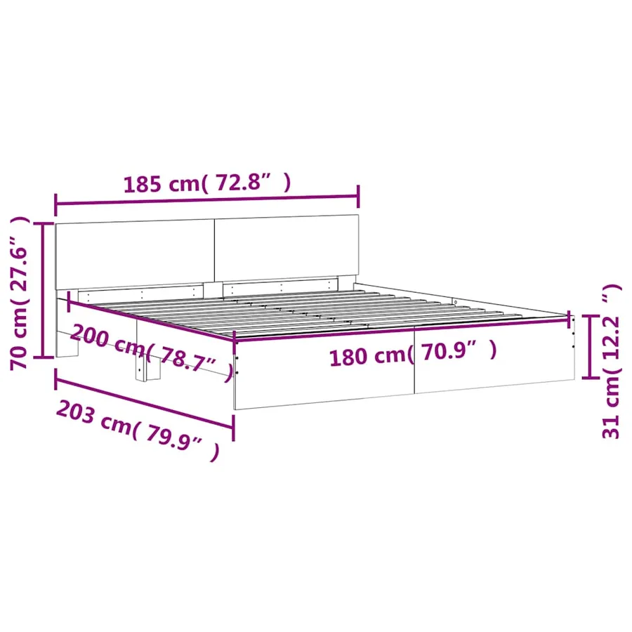 Cadre de lit avec LED sans matelas noir 180x200 cm - 15