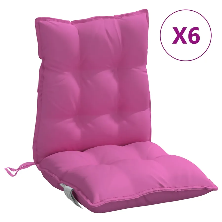 Coussins de chaise à dossier bas lot de 6 rose tissu oxford - 2