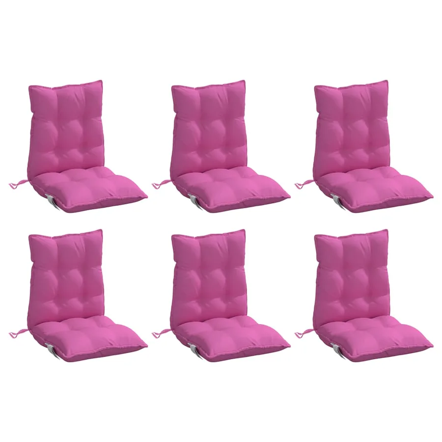 Coussins de chaise à dossier bas lot de 6 rose tissu oxford - 3
