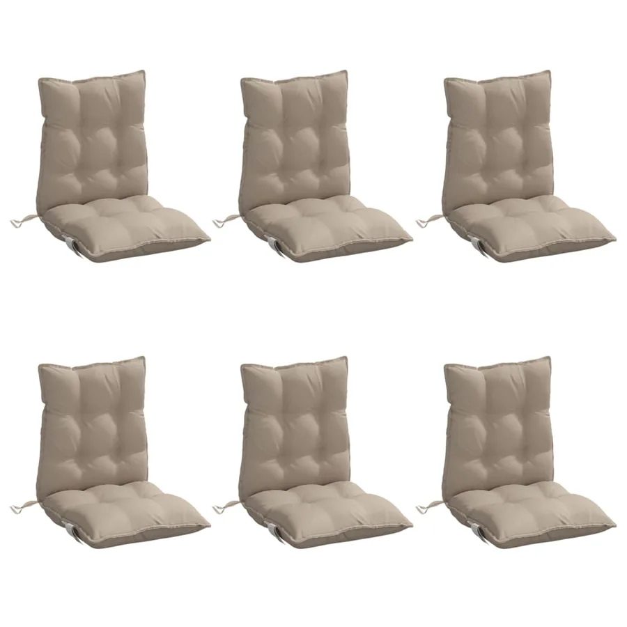 Coussins de chaise à dossier bas lot de 6 taupe tissu oxford - 3