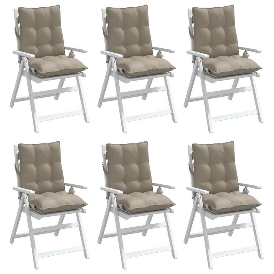 Coussins de chaise à dossier bas lot de 6 taupe tissu oxford - 4