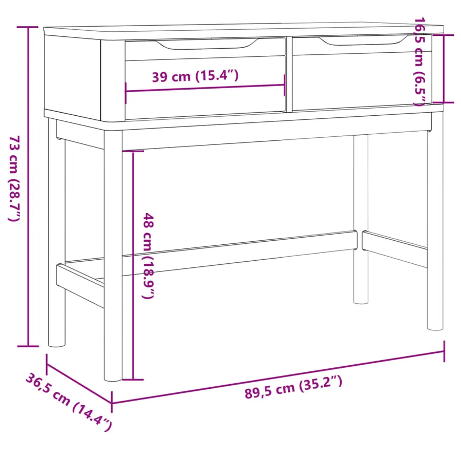 Table console FLORO marron cire 89,5x36,5x73 cm pin massif - 10