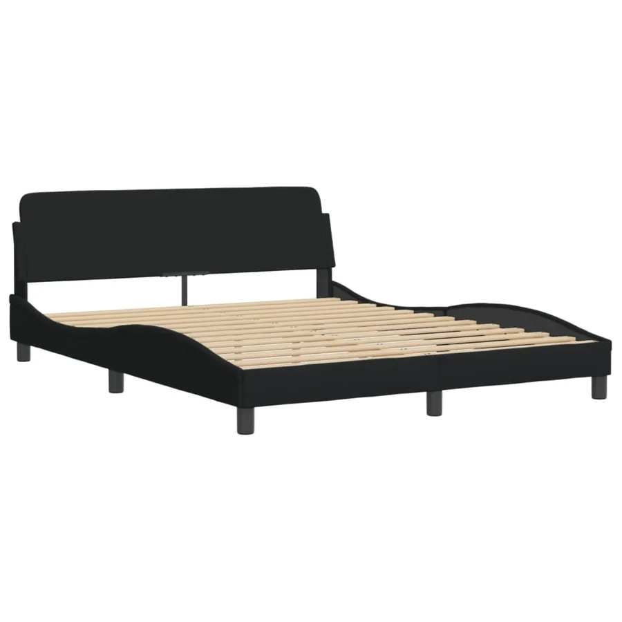 Lit avec matelas Hvar noir 160x200 cm tissu - 4