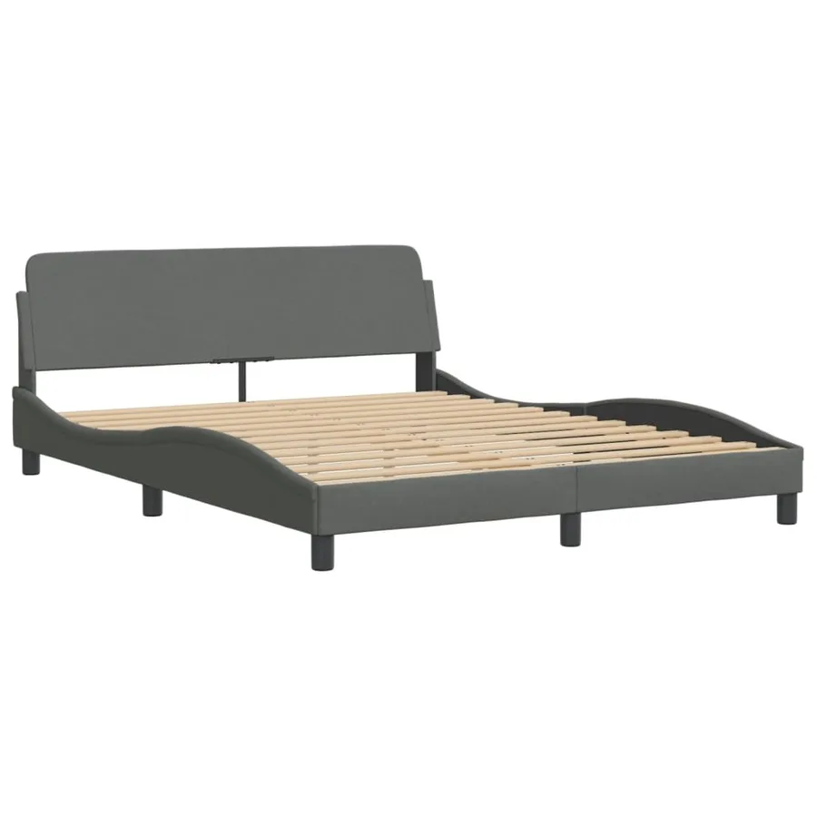 Cadre de lit avec LED sans matelas Hvar gris foncé 160x200 cm tissu - 7