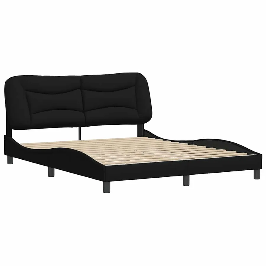 Cadre de lit sans matelas Hvar noir 160x200 cm tissu - 3