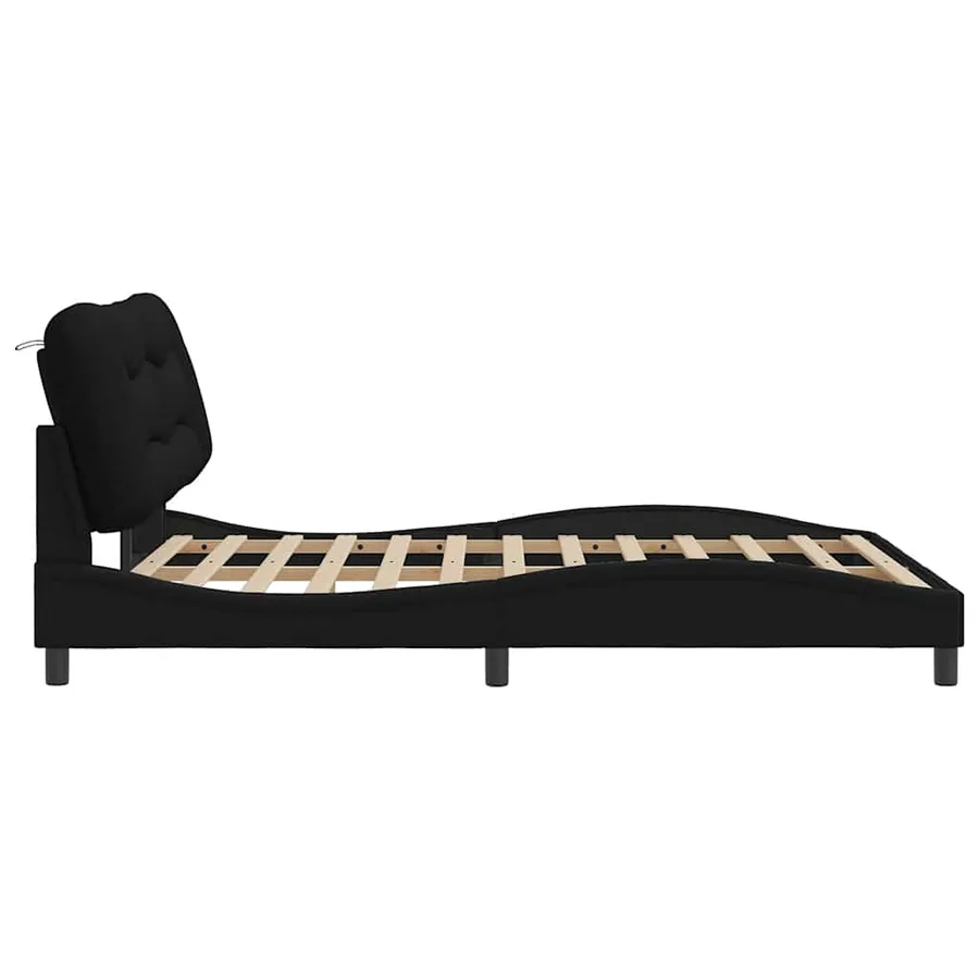 Cadre de lit sans matelas Hvar noir 160x200 cm tissu - 5