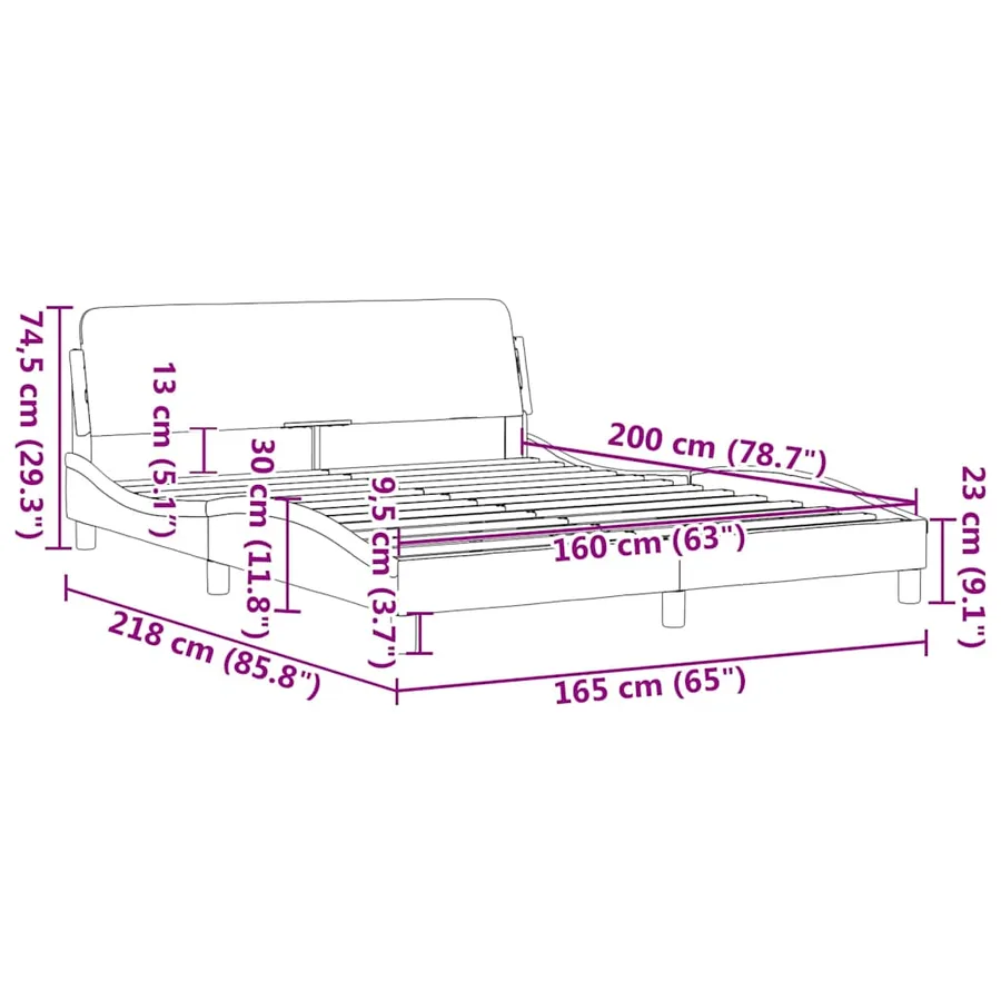 Cadre de lit Dover blanc 160x200 cm similicuir - 9