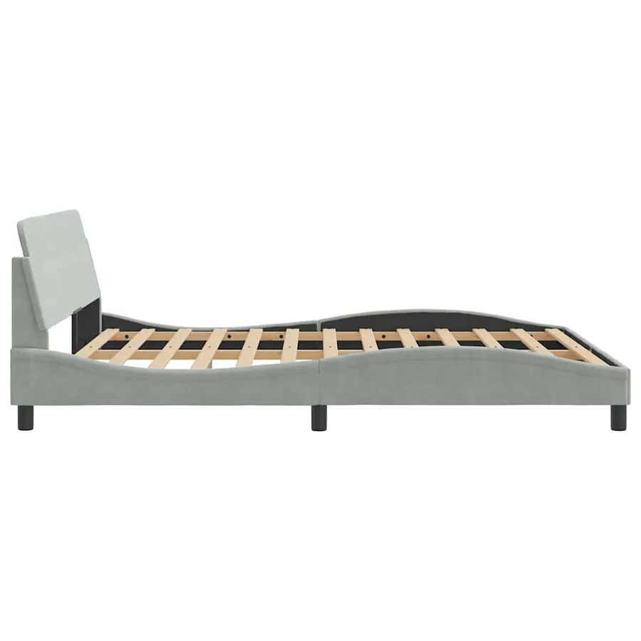Cadre de lit Dover gris clair 160x200 cm velours - 5