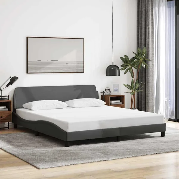 Cadre de lit Dover gris foncé 160x200 cm tissu