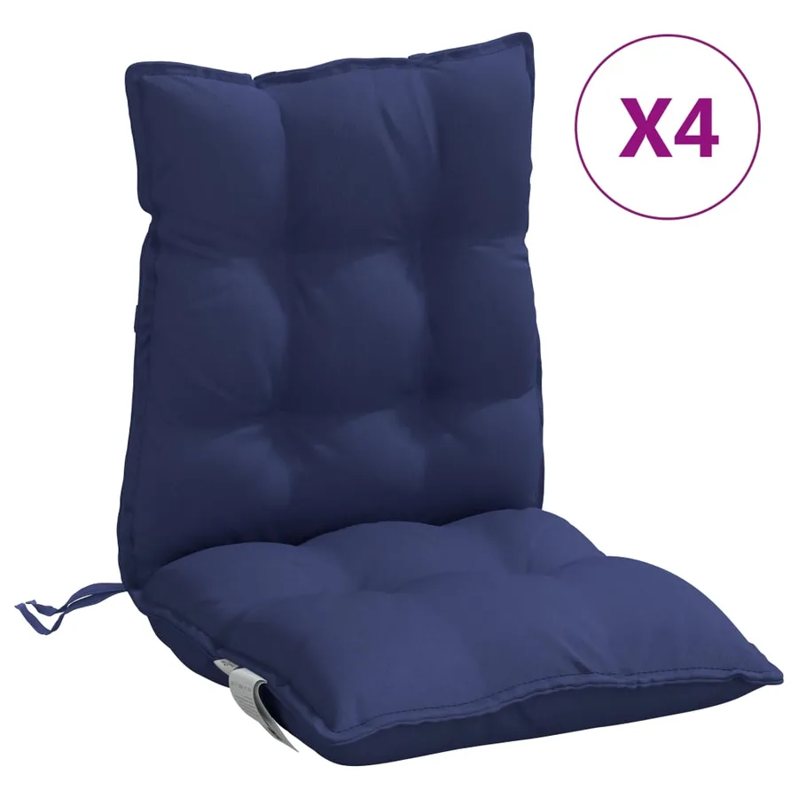 Coussins de chaise à dossier bas lot de 4 bleu marine - 2