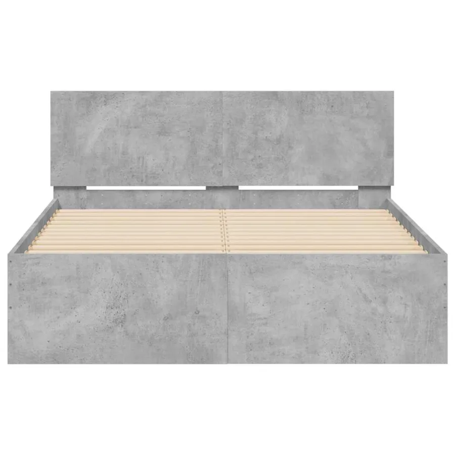Cadre de lit avec tête de lit et LED gris béton 140x200 cm - 7