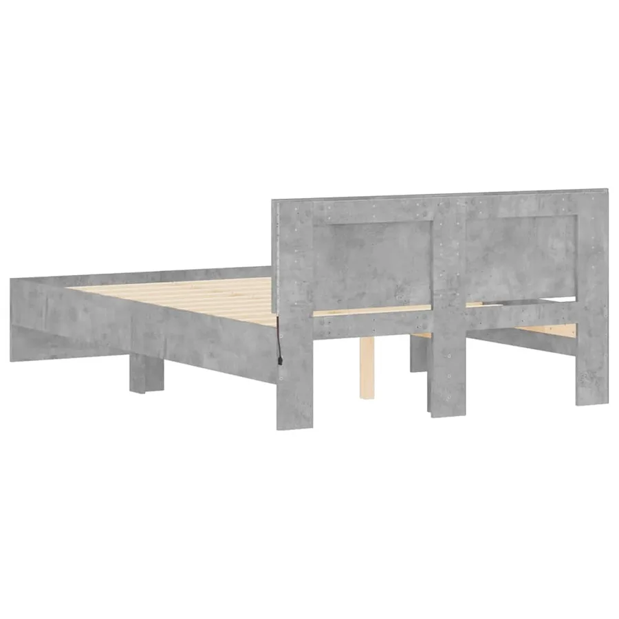 Cadre de lit avec tête de lit et LED gris béton 140x200 cm - 9