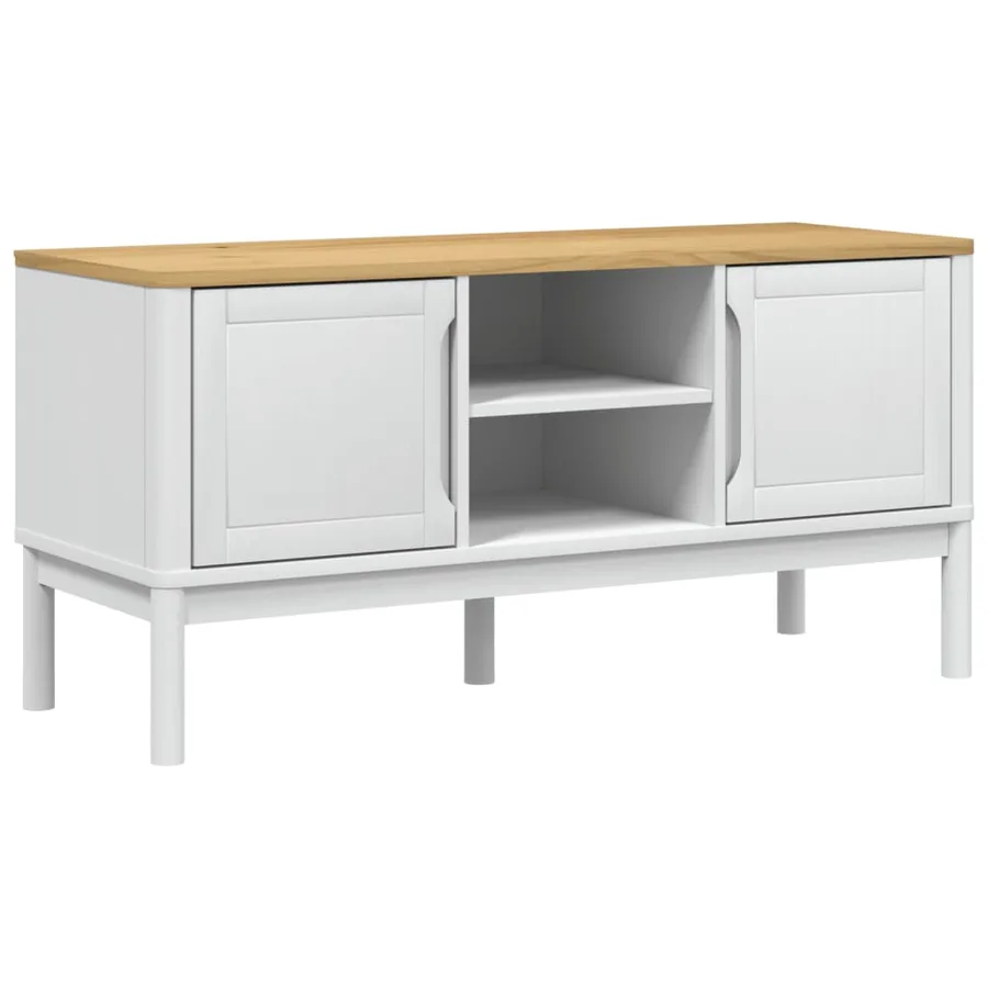 Meuble TV FLORO blanc 114x43x55 cm bois massif de pin - 2