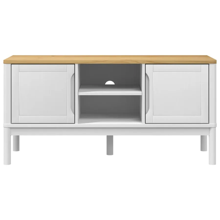 Meuble TV FLORO blanc 114x43x55 cm bois massif de pin - 5