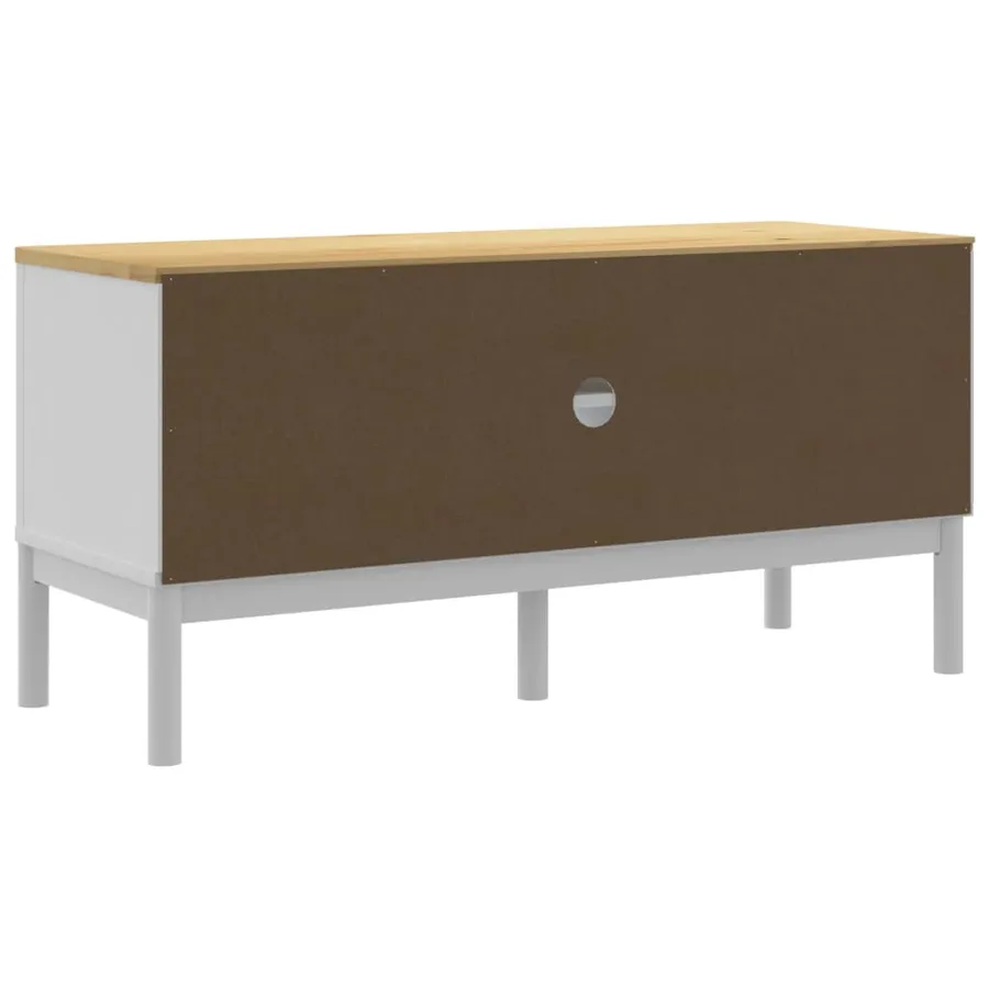 Meuble TV FLORO blanc 114x43x55 cm bois massif de pin - 7