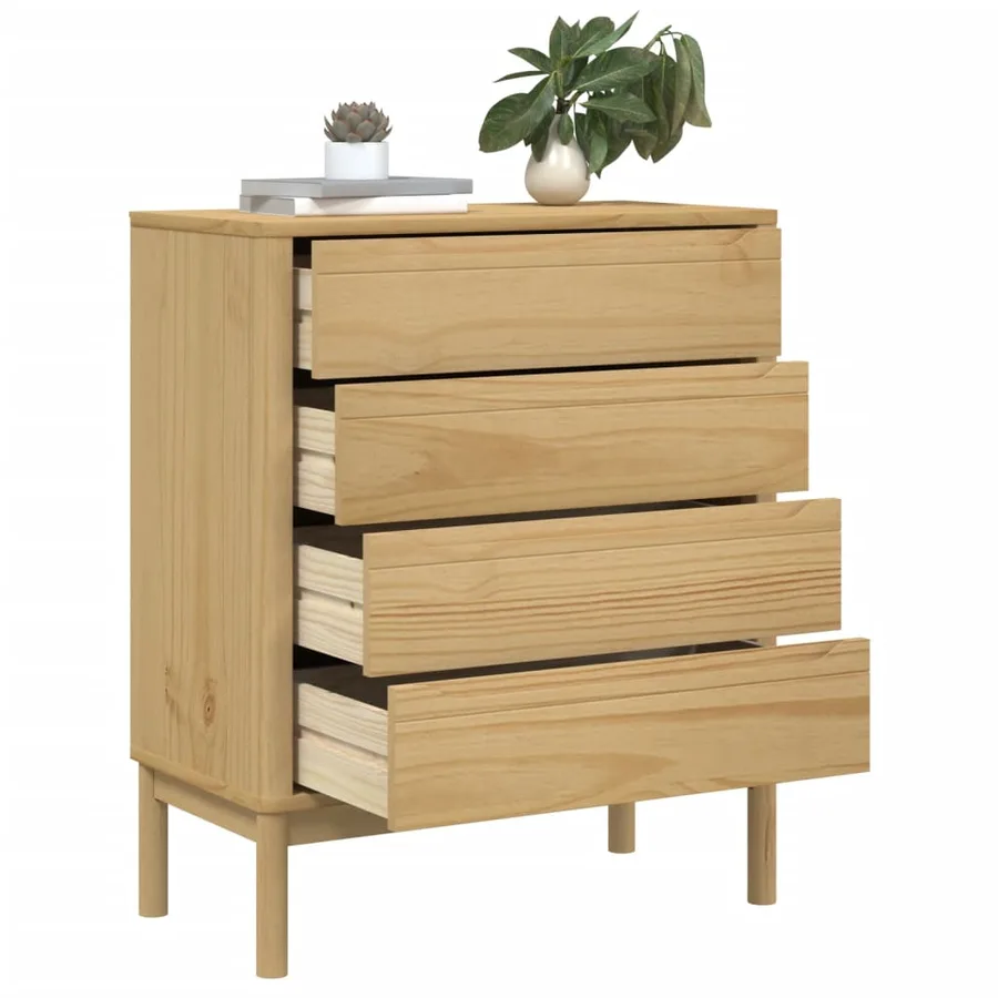Commode FLORO cire marron bois de pin massif - 4