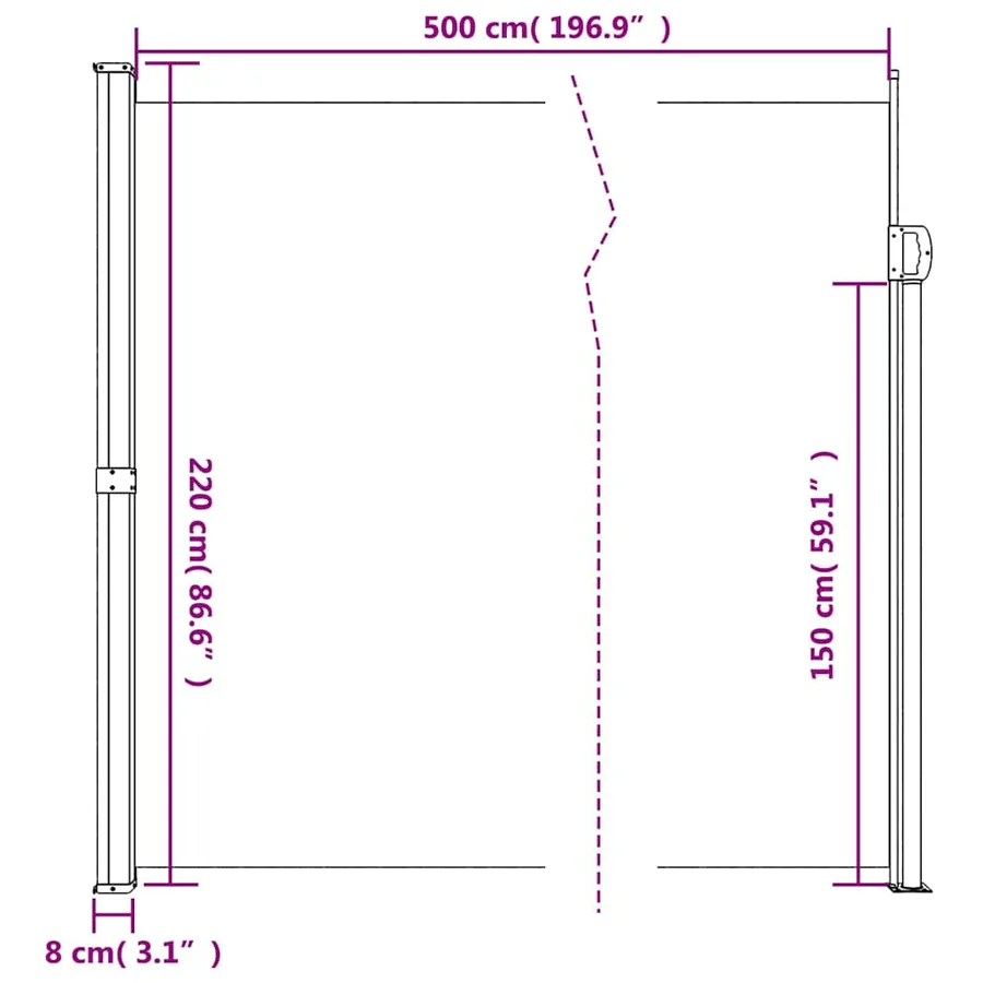 Auvent latéral rétractable crème 220x500 cm - 10