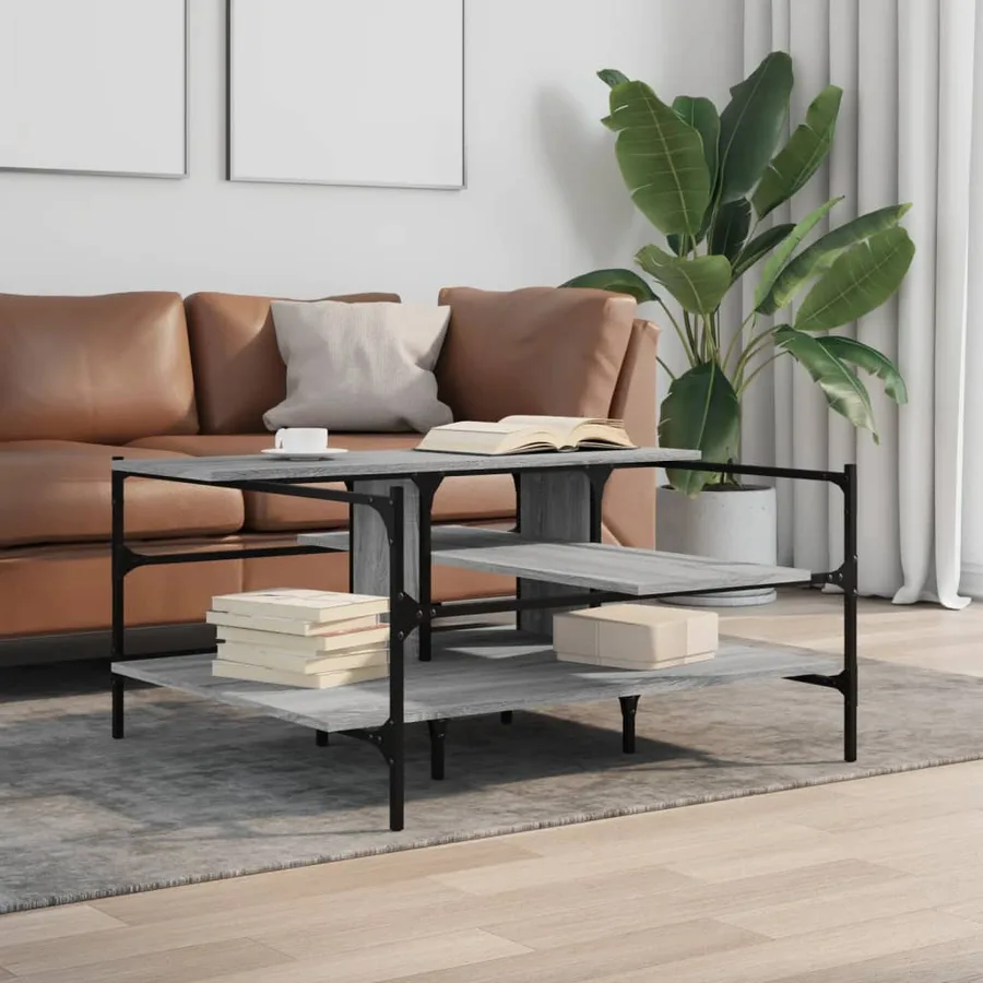 Table basse sonoma gris 100x100x48,5 cm bois d'ingénierie - 3