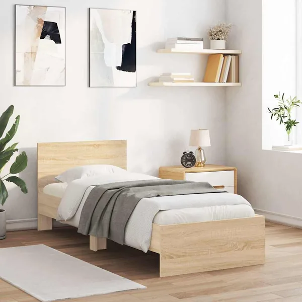 Cadre de lit sans matelas avec tête de lit 90x200 cm