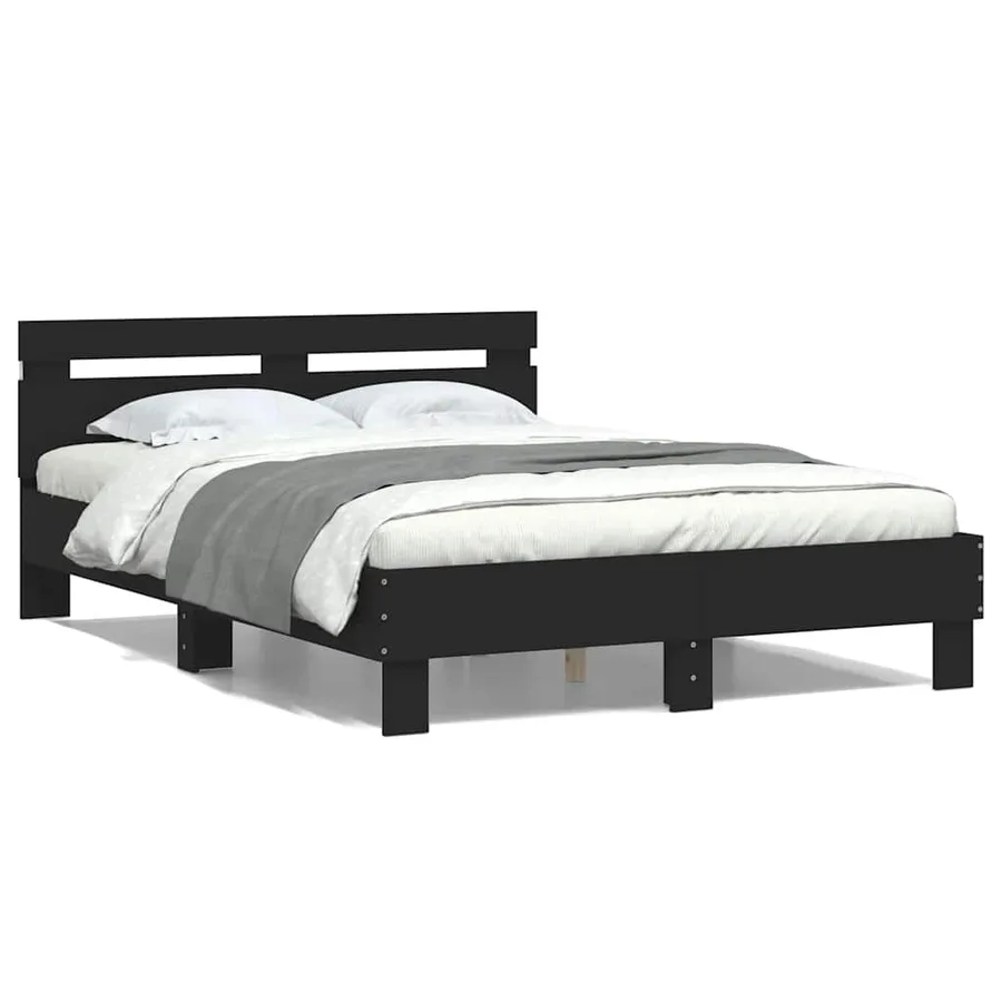 Cadre de lit avec LED sans matelas noir 120x200 cm - 5