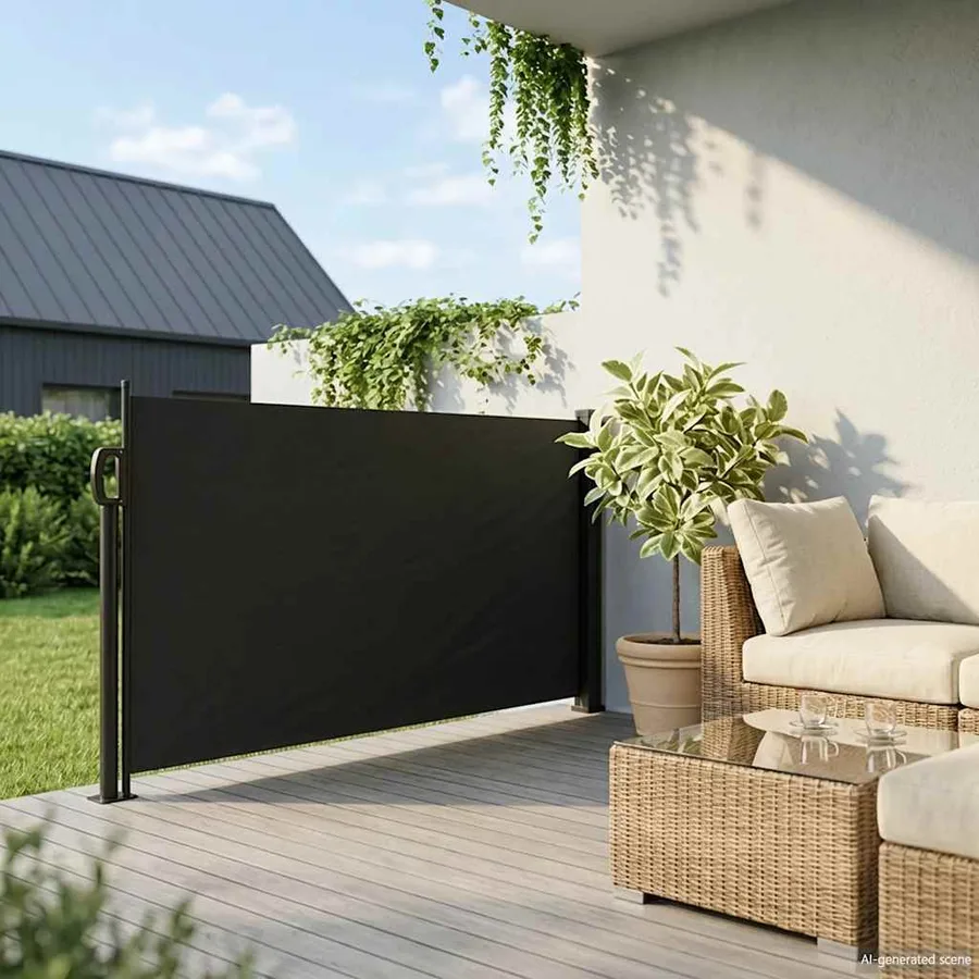Auvent latéral rétractable noir 120x600 cm - 3